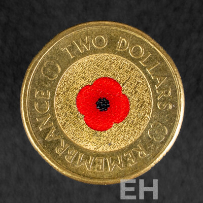 Australian 2012 Two Dollar Coin, Remembrance 'Red Poppy'