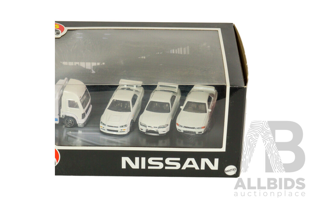 Boxed Hot Wheels Premium Nissan Skyline and Transporter Set