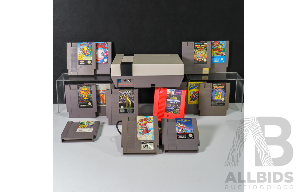 Vintage Nintendo Entertainment System Video Game Console with Controllers, Games & Power Cables