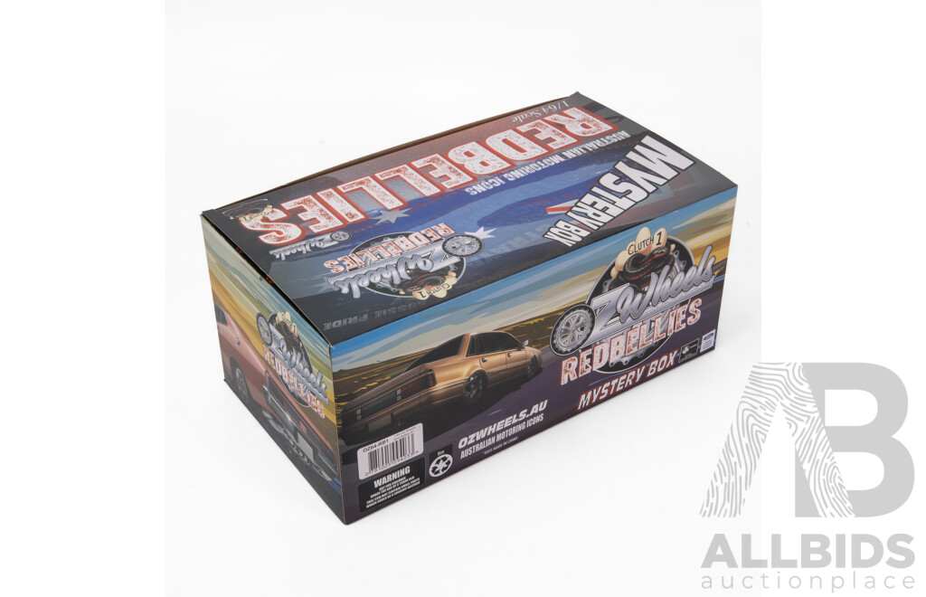 Oz Wheels Redbellies Mystery Box Including Holden HQ Panel Van, HZ Supercharged Sedan, Ford XA Coupe, XY Supercharged Sedan and Many More - 1:64 Scale
