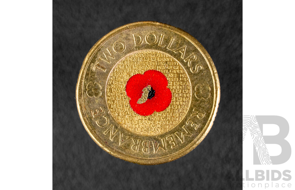 Australian 2012 Two Dollar Coin, Remembrance 'Red Poppy'
