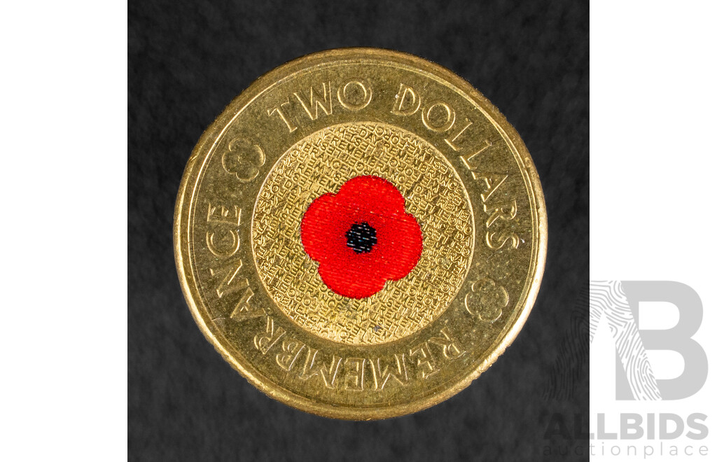 Australian 2012 Two Dollar Coin, Remembrance 'Red Poppy'