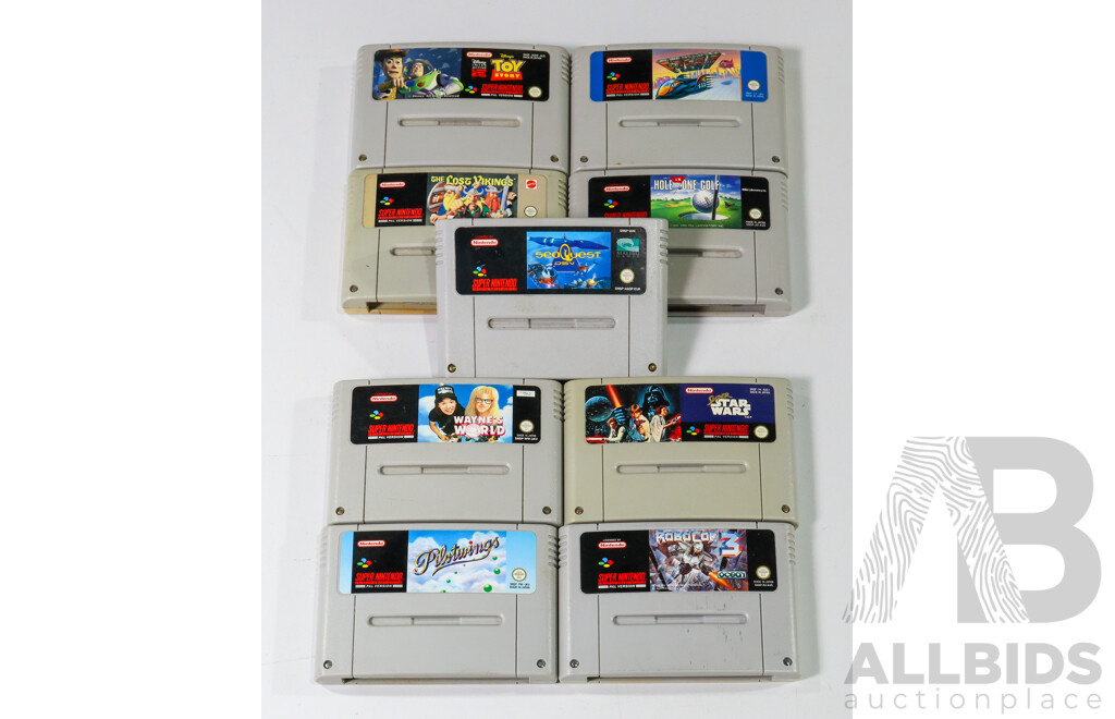 Vintage Nintendo Super NES Video Game Console with Controllers, Games & Power Cables