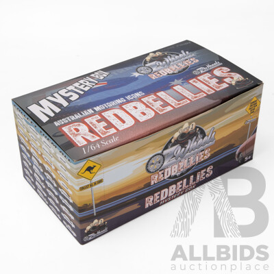 Oz Wheels Redbellies Mystery Box Including Holden HQ Panel Van, HZ Supercharged Sedan, Ford XA Coupe, XY Supercharged Sedan and Many More - 1:64 Scale