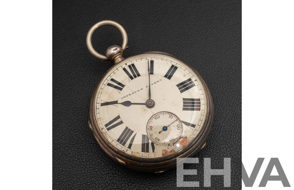 Antique Sterling Silver Open Face Pocket Watch, English Massey Lever Escapement, Circa 1825, 153.0 Grams