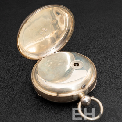 Antique Sterling Silver Open Face Pocket Watch, English Massey Lever Escapement, Circa 1825, 153.0 Grams