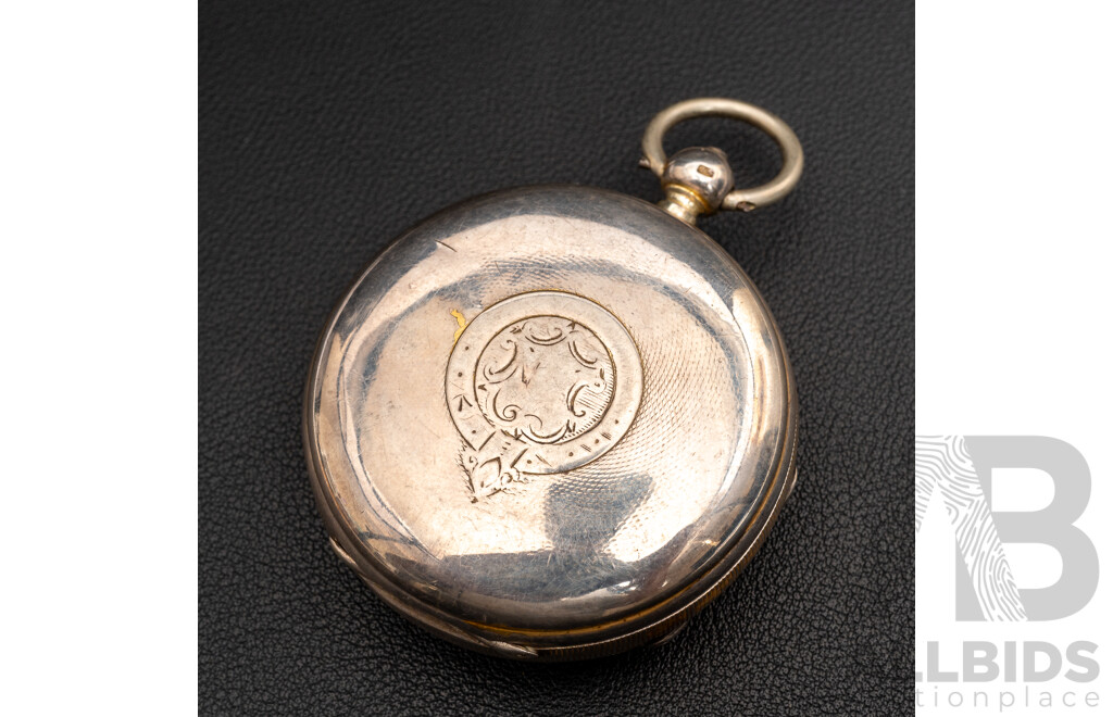 Antique Sterling Silver Open Face Pocket Watch, English Massey Lever Escapement, Circa 1825, 153.0 Grams