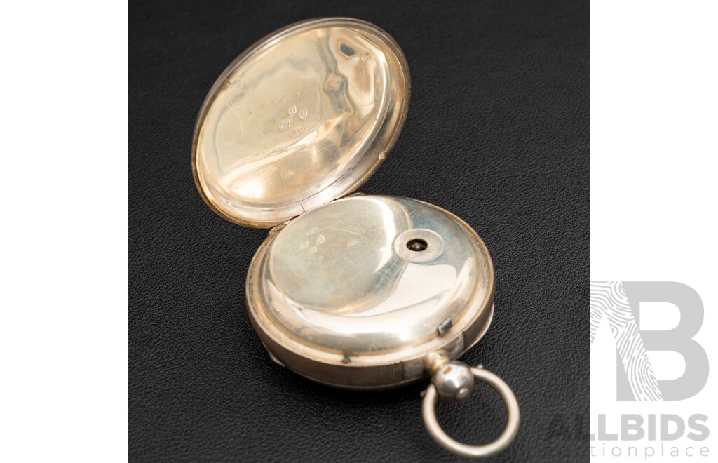 Antique Sterling Silver Open Face Pocket Watch, English Massey Lever Escapement, Circa 1825, 153.0 Grams