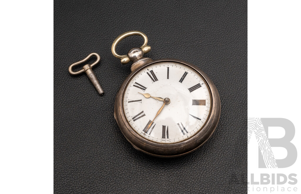 Antique John Robert London Sterling Silver Open Face Pocket Watch, Circa 1795, 153.0 Grams