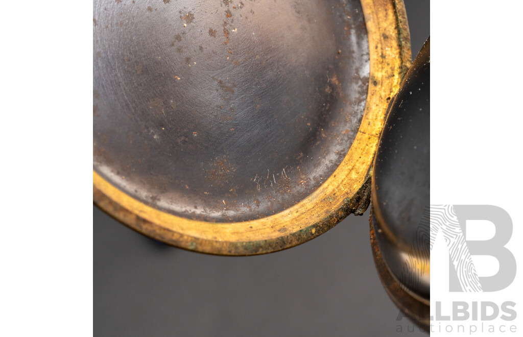 Antique 63mm Goliath Open Face Pocket Watch, Gunmetal & Gilt