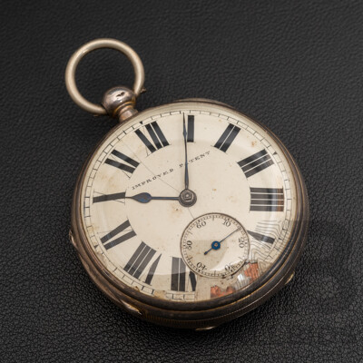 Antique Sterling Silver Open Face Pocket Watch, English Massey Lever Escapement, Circa 1825, 153.0 Grams