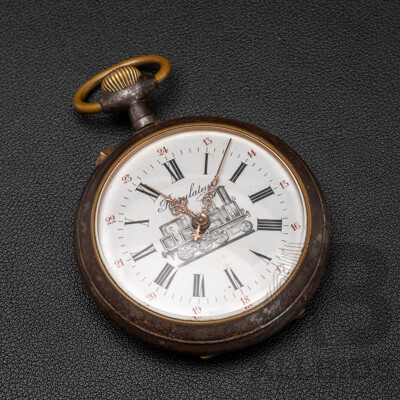 Antique Regulateur Gunmetal Railway Pocket Watch, Circa 1890