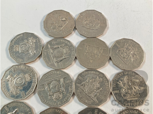 Two Australian 2001 Fifty Cent Coin Federation Sets
