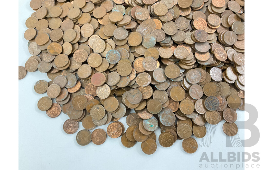 Collection of Australian Two Cent Coins, Examples Spanning 1966 to 1989 - Approximately 9.7 Kilograms