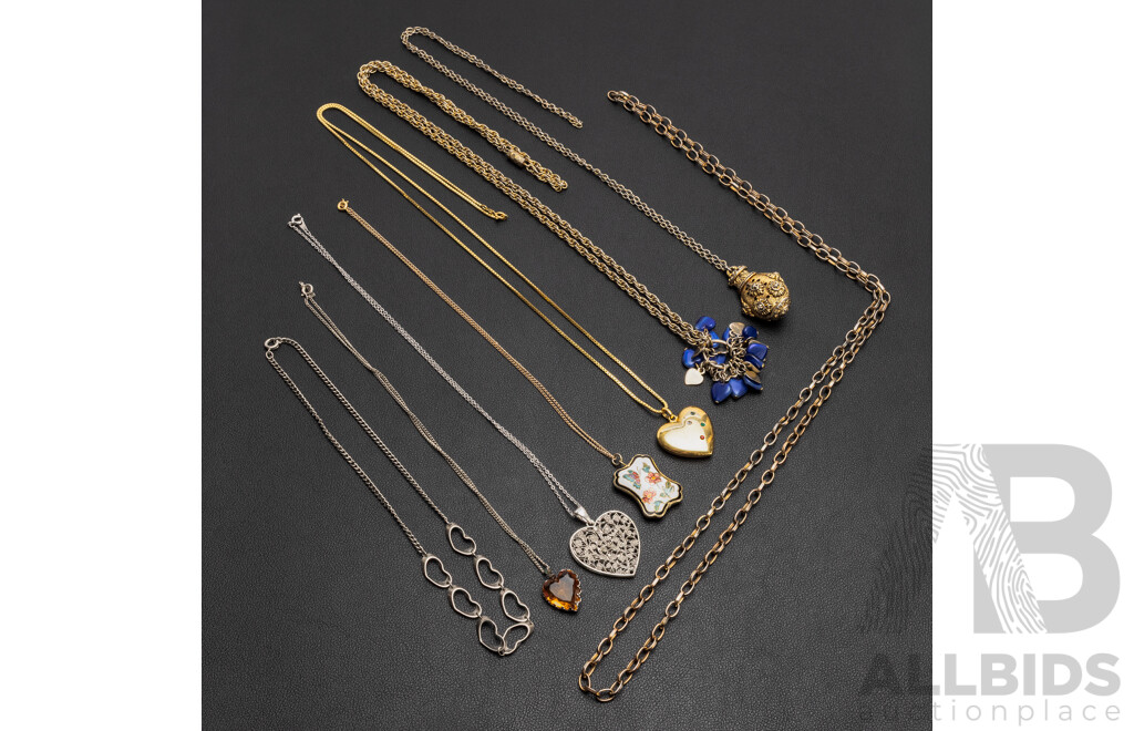 Assorted Costume Jewellery, Pendants, Chains, Earrings, Rings - Lot of 14