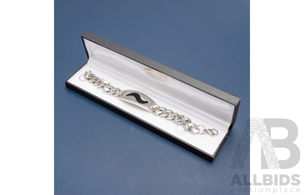 Stainless Steel Medical Style Heavy Curb Bracelet. Length - 22cms