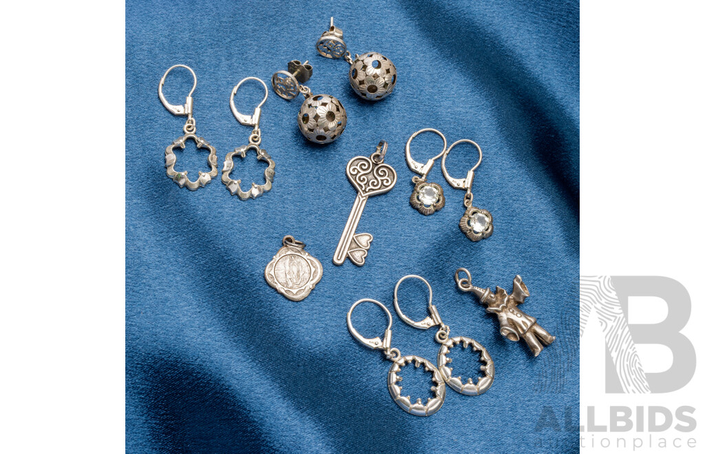 Silver Assorted Earrings and Pendants. Lot of 7 - 18.5gms