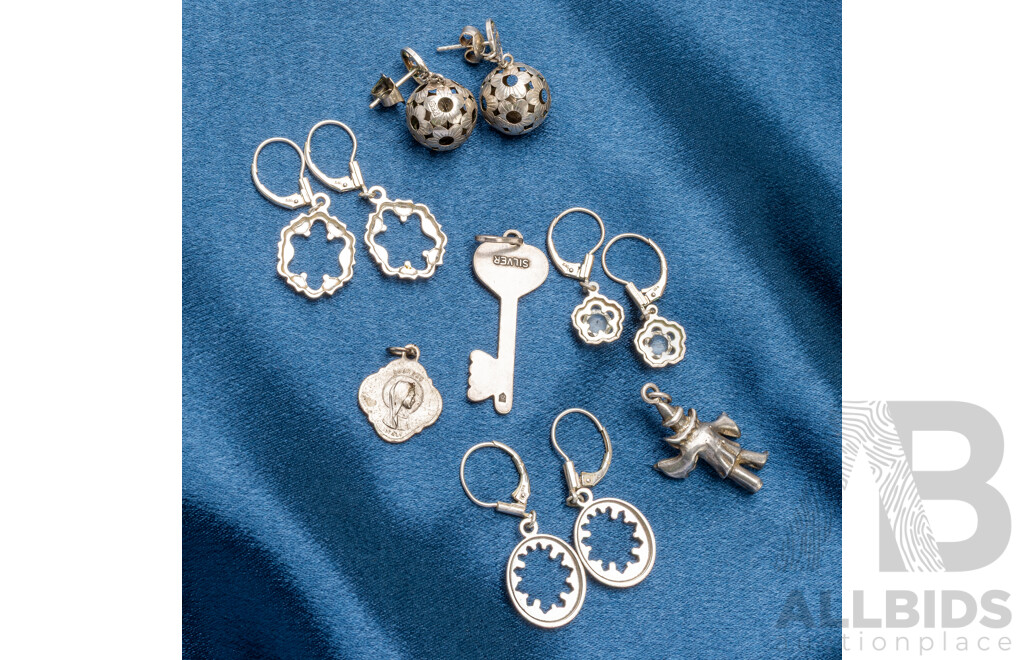 Silver Assorted Earrings and Pendants. Lot of 7 - 18.5gms