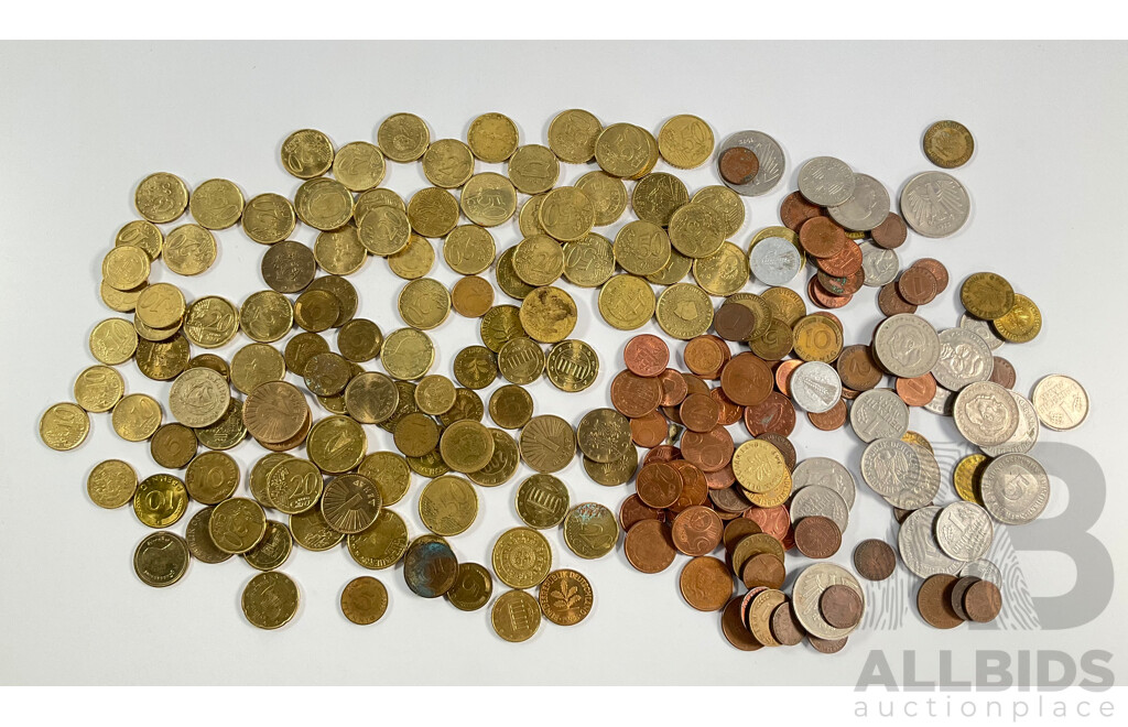 Collection of International Coins Including Euro, Germany, Greece