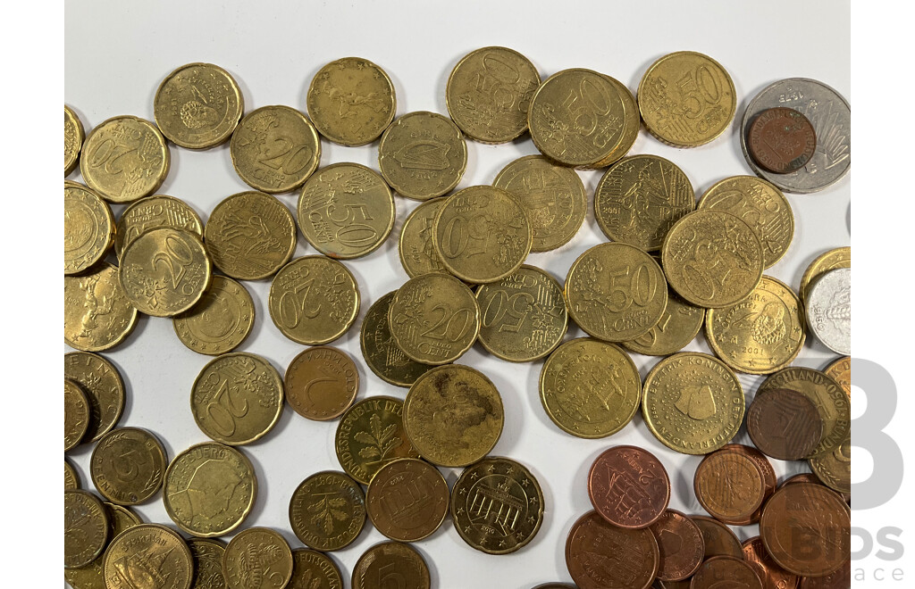 Collection of International Coins Including Euro, Germany, Greece