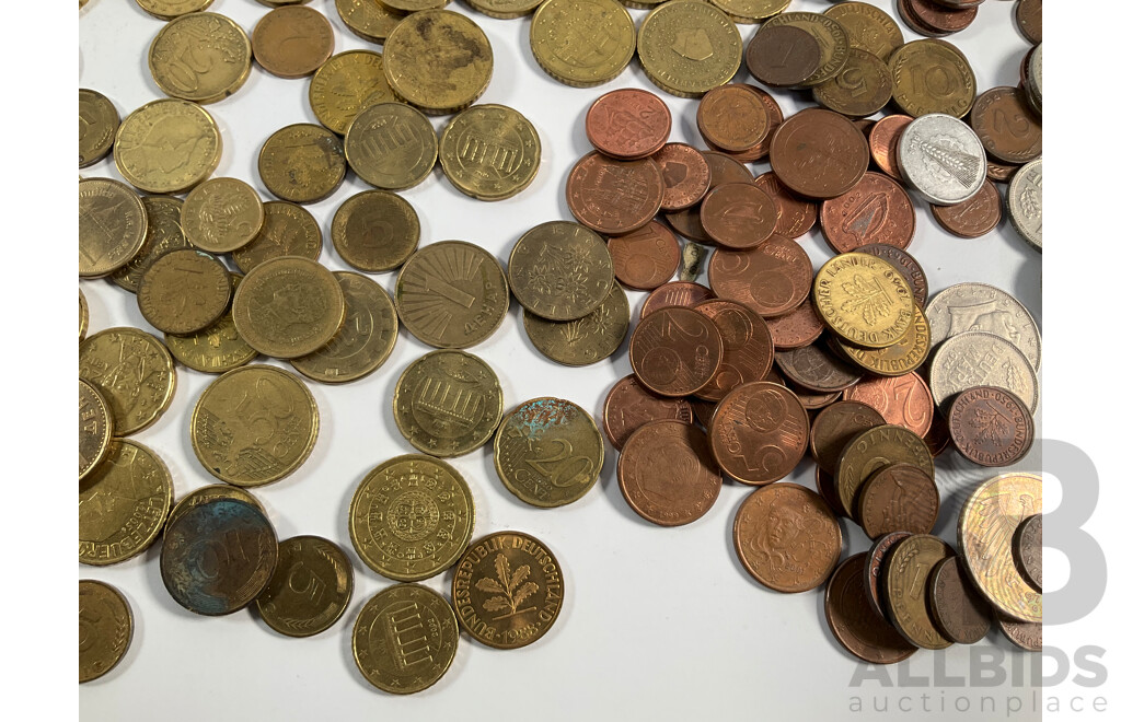Collection of International Coins Including Euro, Germany, Greece