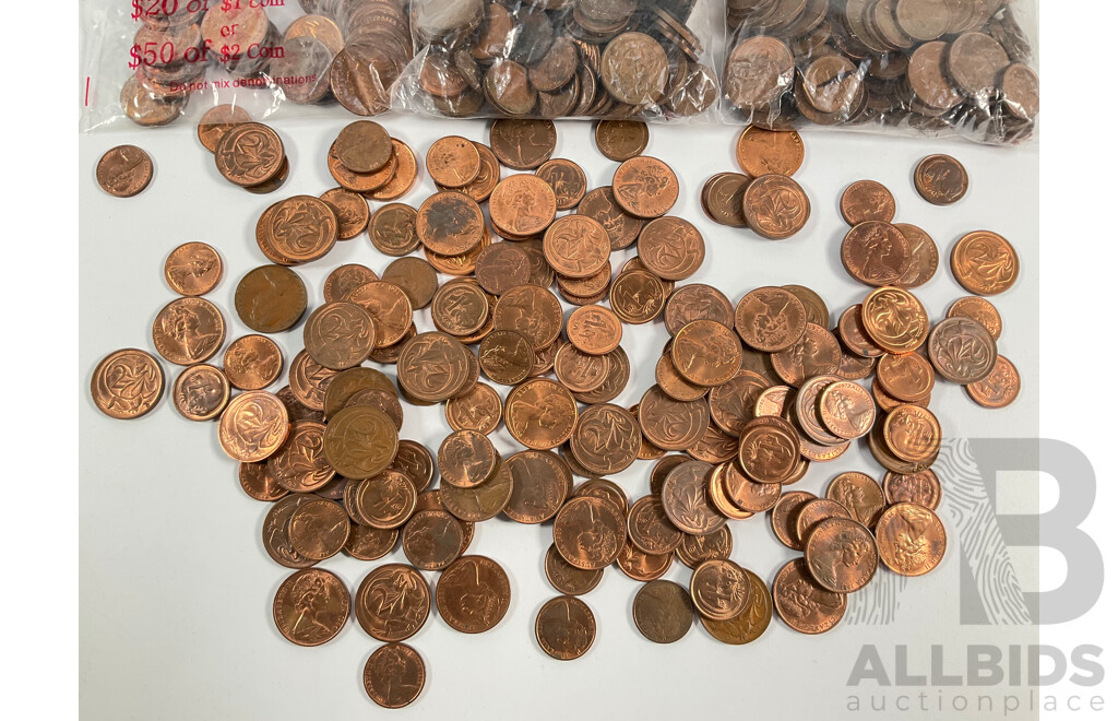 Collection of Australian One and Two Cent Coins, Examples Spanning 1966 to 1989, with IMB Beehive Money Box - Approximately 4.2 Kilograms