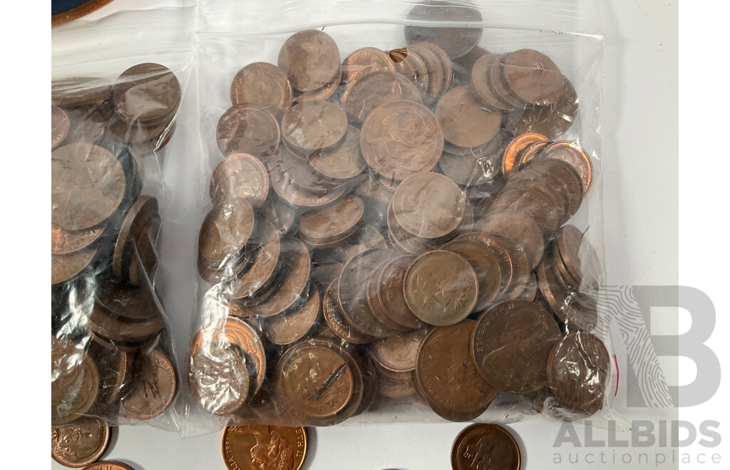 Collection of Australian One and Two Cent Coins, Examples Spanning 1966 to 1989, with IMB Beehive Money Box - Approximately 4.2 Kilograms