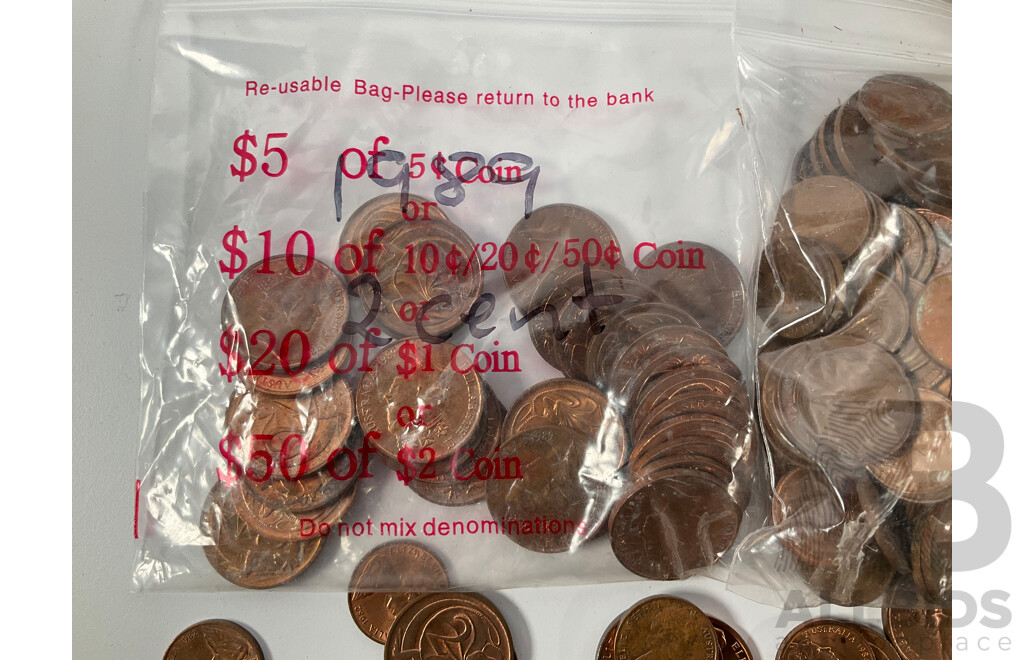 Collection of Australian One and Two Cent Coins, Examples Spanning 1966 to 1989, with IMB Beehive Money Box - Approximately 4.2 Kilograms