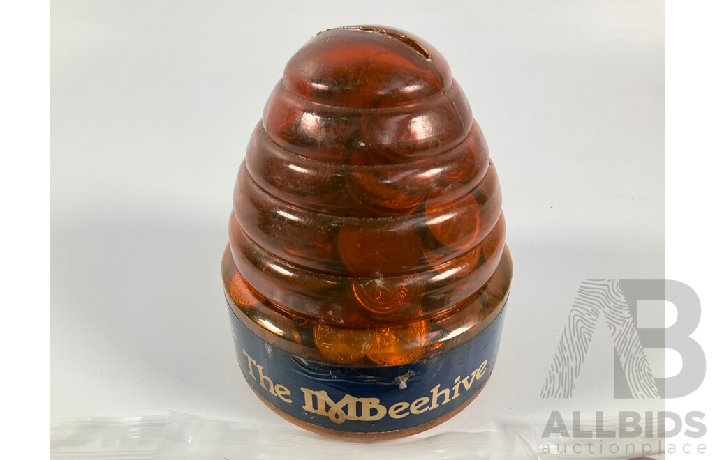 Collection of Australian One and Two Cent Coins, Examples Spanning 1966 to 1989, with IMB Beehive Money Box - Approximately 4.2 Kilograms