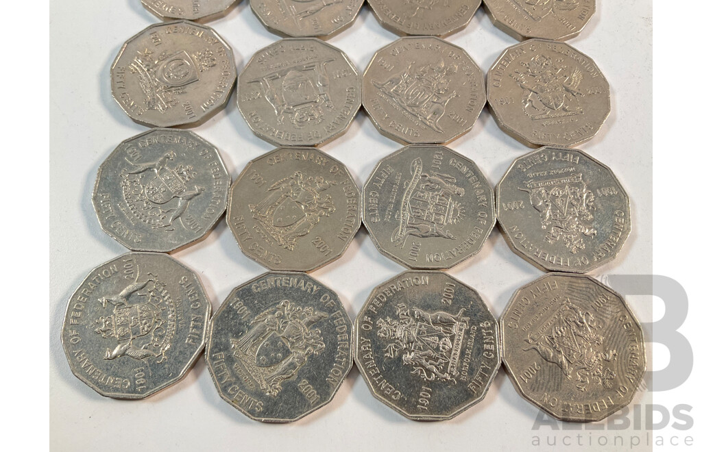 Two Australian 2001 Fifty Cent Coin Federation Sets
