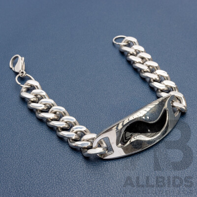 Stainless Steel Medical Style Heavy Curb Bracelet. Length - 22cms