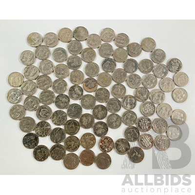 Collection of Australian Commemorative Twenty Cent Coins Including Sixty Two 2005 WW2 Coming Home, Seven 2013 Canberra Centenary, Six 2011 Prince William Wedding, Five 2003 Volunteers...........