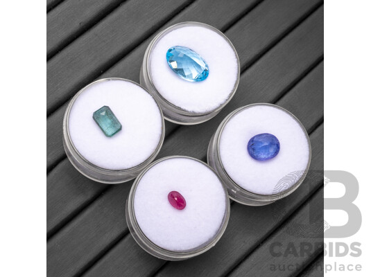 Ruby, Tanzanite, Emerald & Topaz Collection - Lot of 4