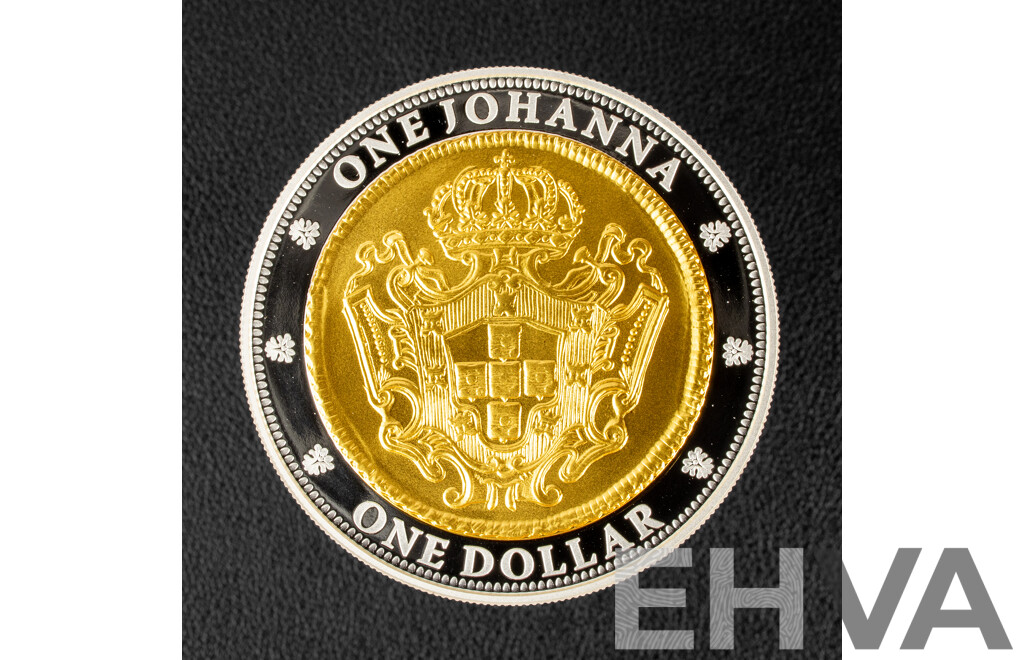 Australian RAM 2007 Silver/Selectively Gold Plated One Dollar Coin, 1732 Portuguese One Johanna Reproduction .999