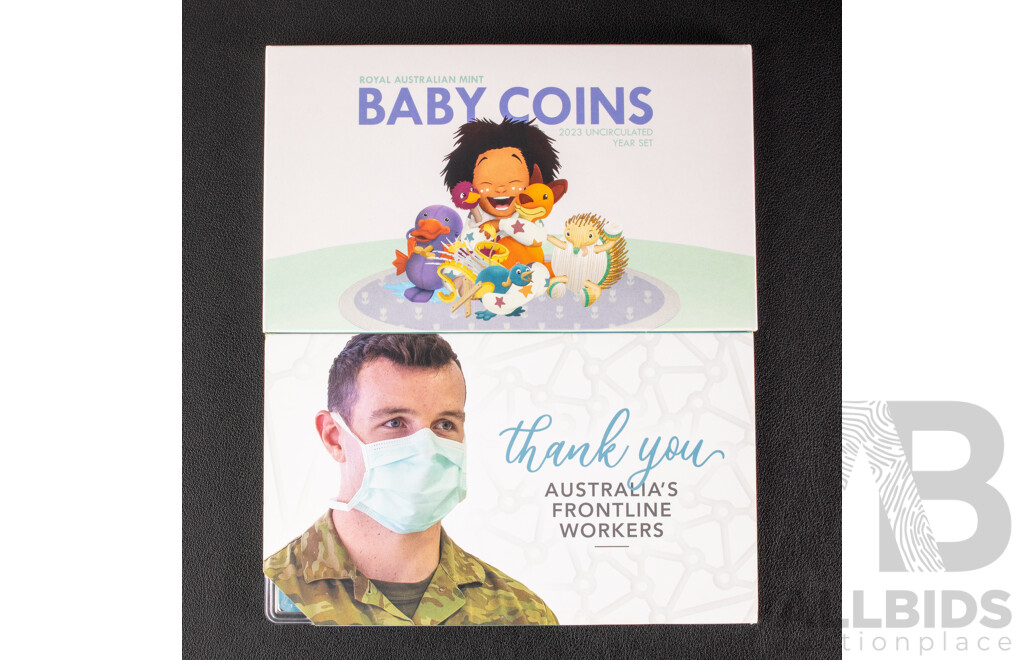 Australian RAM 2022 Six UNC Coin Set, Australia's Frontline Workers and 2023 Baby Coins UNC Set