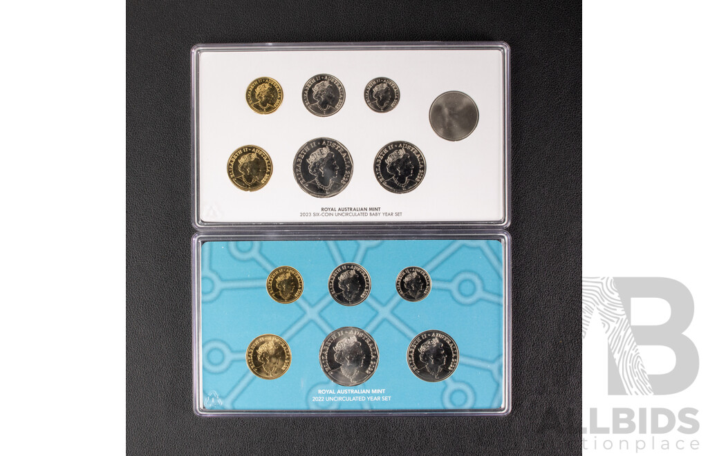 Australian RAM 2022 Six UNC Coin Set, Australia's Frontline Workers and 2023 Baby Coins UNC Set