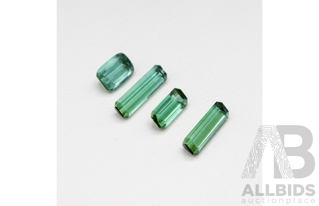 Green Tourmalines in Multiple Shapes - Lot of 4