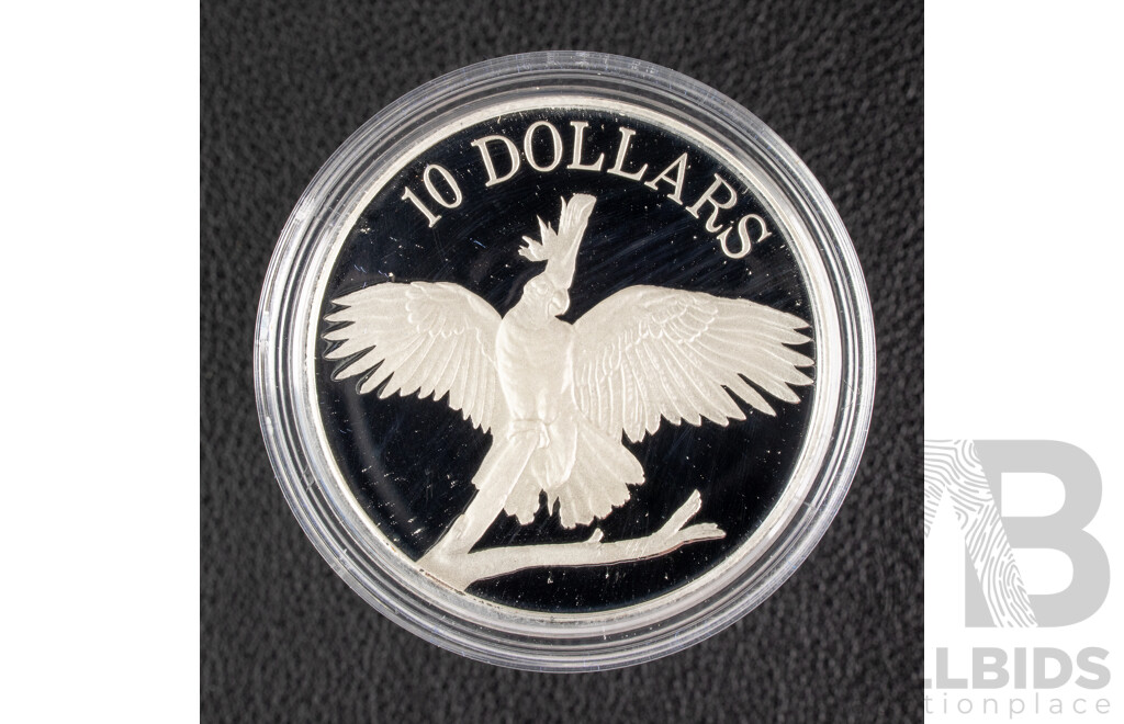 Australian RAM 1990 Silver Piedfort Ten Dollar Coin, Birds of Australia, Cockatoo .925