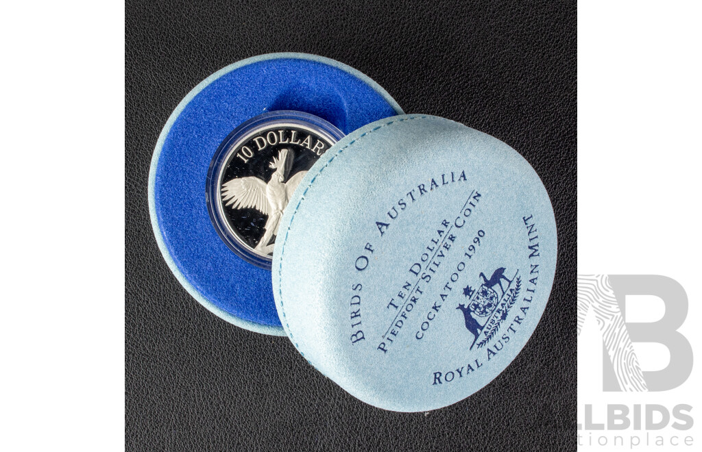 Australian RAM 1990 Silver Piedfort Ten Dollar Coin, Birds of Australia, Cockatoo .925