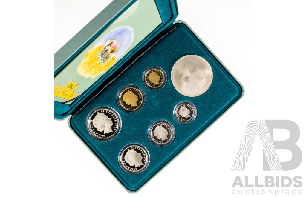 Australian RAM 2005 Six Proof Coins, Baby Coin Set with WW2 Commemorative One Dollar, Fifty Cent, Twenty Cent