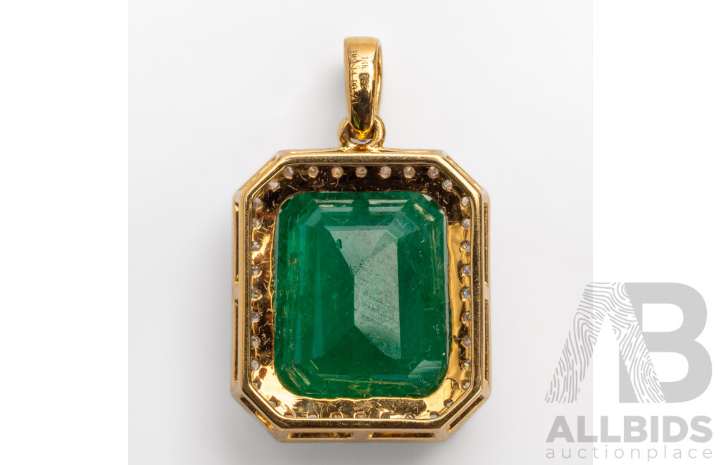14ct Yellow Gold Emerald and Diamond Pendant with Valuation - 2.92gms