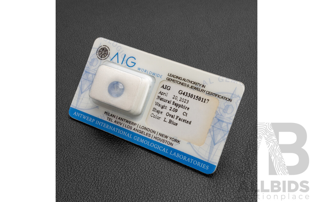 Oval Cut Light Blue Sapphire - 2.09cts