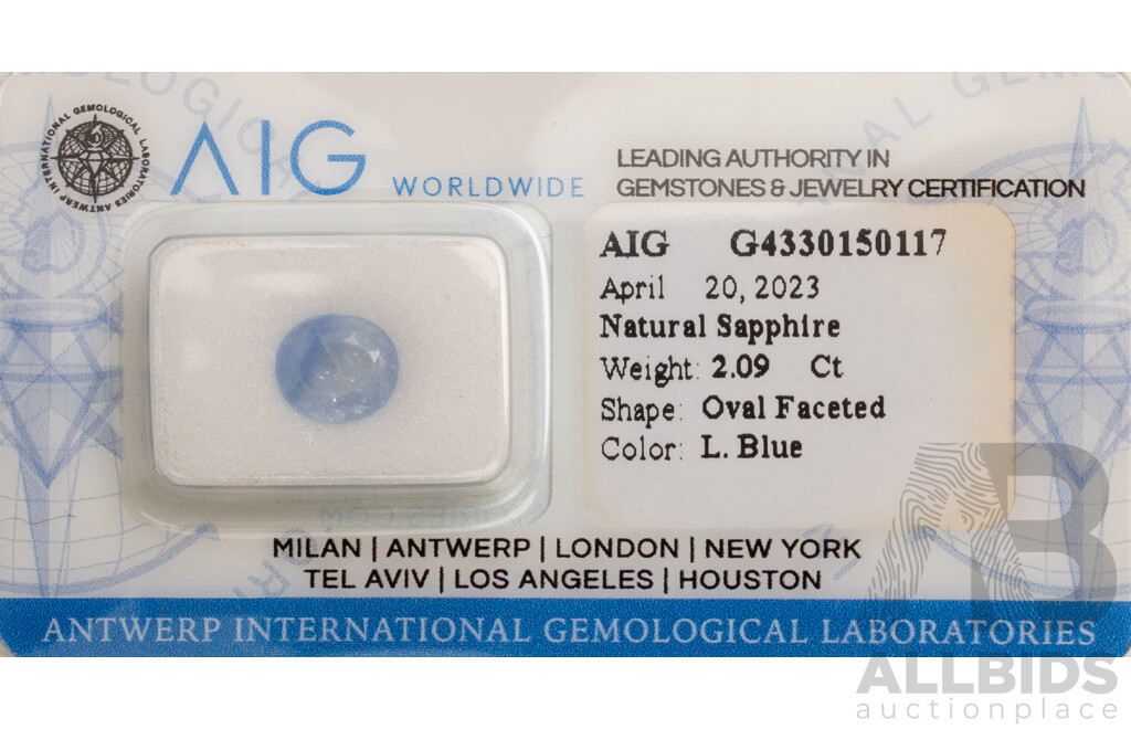 Oval Cut Light Blue Sapphire - 2.09cts