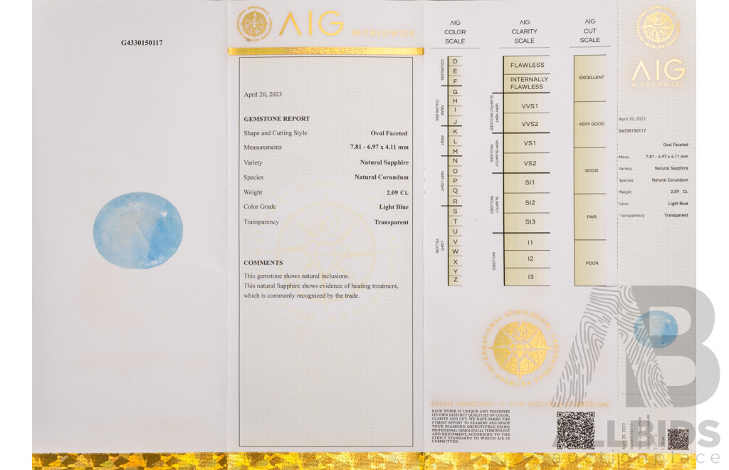 Oval Cut Light Blue Sapphire - 2.09cts