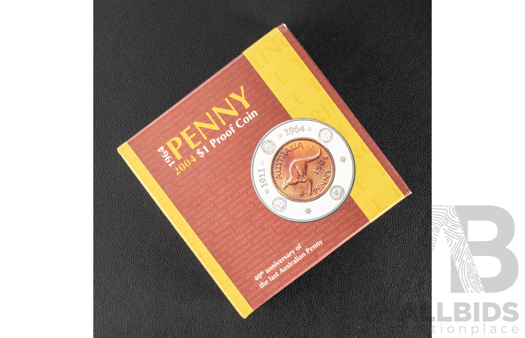 Australian RAM 2004 One Dollar Proof Coin, 40th Anniversary of the 1964 Penny .999