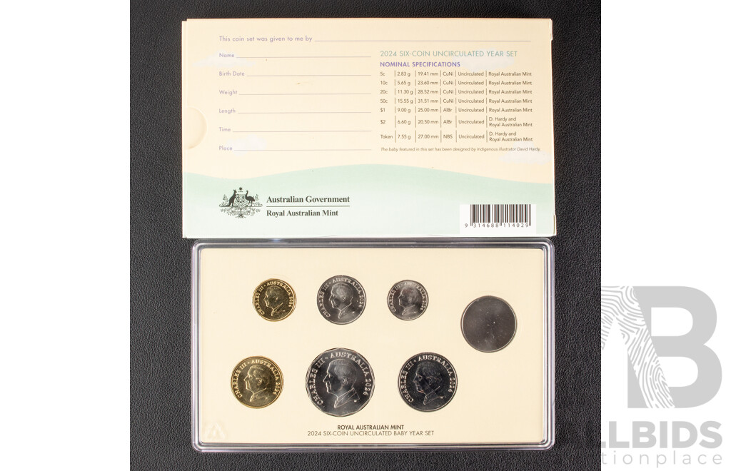 Australian 2024 UNC Baby Coins Six Coin Year Set