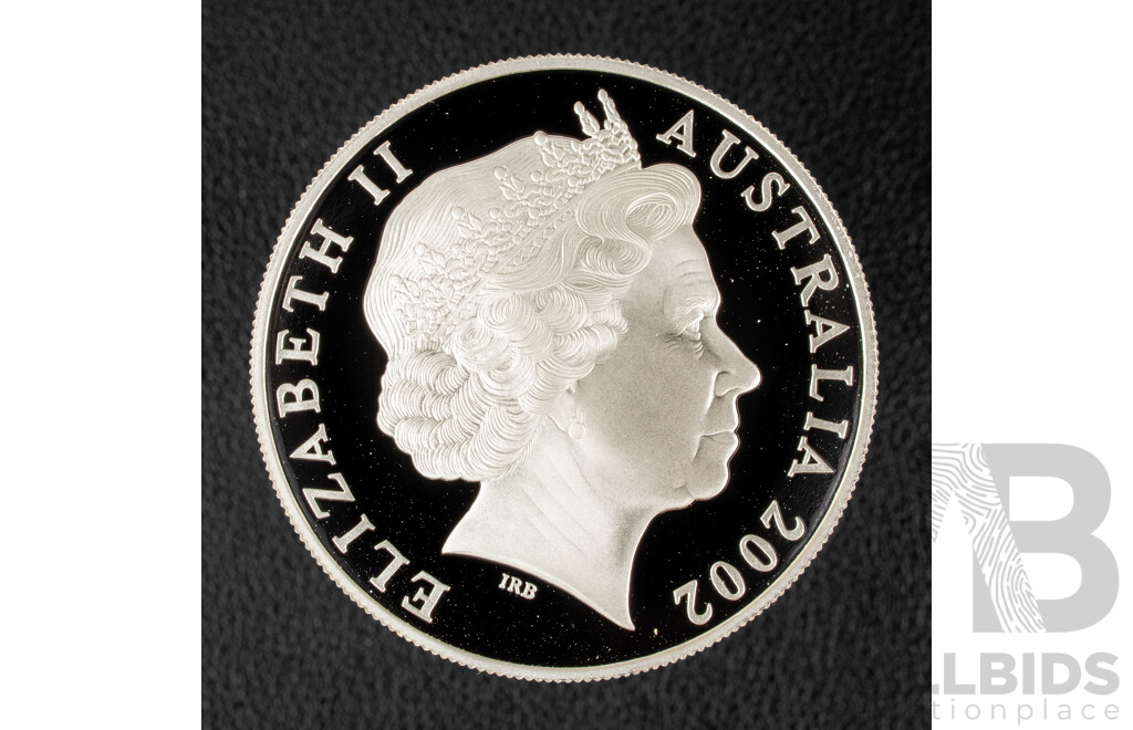 Australian RAM 2002 Silver Proof One Dollar Coin, Silver Kangaroo .999