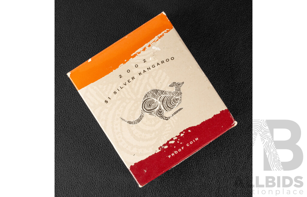 Australian RAM 2002 Silver Proof One Dollar Coin, Silver Kangaroo .999