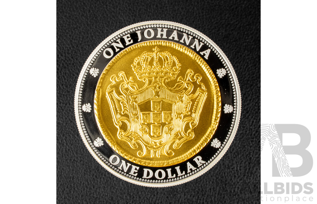 Australian RAM 2007 Silver/Selectively Gold Plated One Dollar Coin, 1732 Portuguese One Johanna Reproduction .999