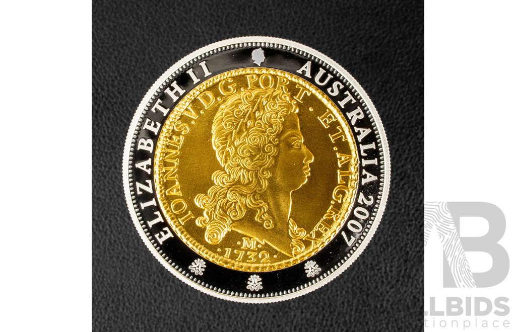 Australian RAM 2007 Silver/Selectively Gold Plated One Dollar Coin, 1732 Portuguese One Johanna Reproduction .999